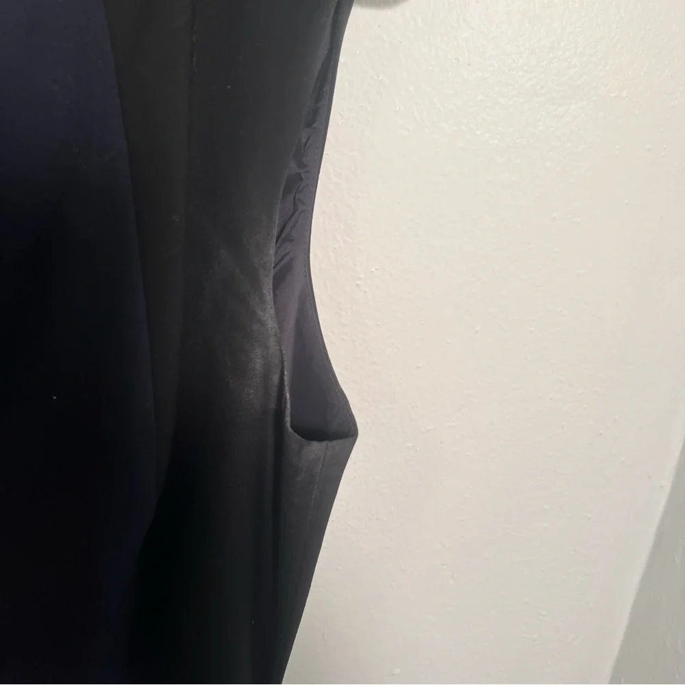 Banana Republic Womens Size 14 Wool Colorblock Sheath Dress Navy Blue Black Belt
